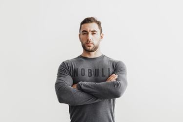 Nobull Men's Long Sleeves Deep Grey | Australia (AG0137)